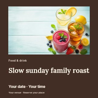 Slow Sunday family roast social media post template · Gallery editorial