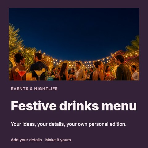 Festive drinks menu social media post template