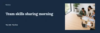 Team skills sharing morning banner template · Horizontal photo dialogue