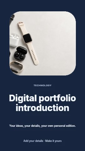 Smartwatches and wireless earbuds collection in Digital portfolio introduction instagram story template