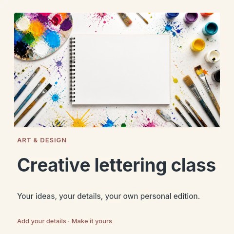 Creative lettering class social media post template