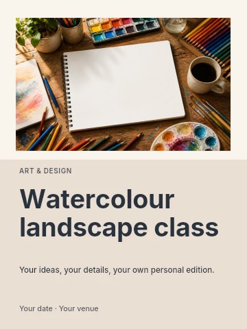 Watercolour landscape class poster template