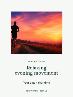 Silhouette jogging at sunset on trail in Relaxing evening movement poster · Picture window
