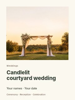 Candlelit courtyard wedding poster template · Gallery editorial