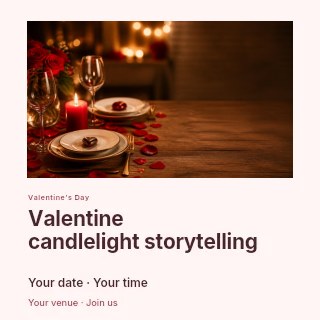 Valentine candlelight storytelling social media post template · Gallery editorial