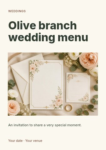 Olive branch wedding menu flyer template