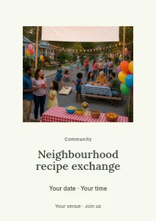 Neighbourhood recipe exchange flyer template · Picture window