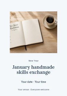 January handmade skills exchange flyer template · Picture window