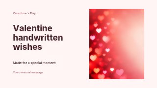 red bokeh heart lights background in Valentine handwritten wishes · Horizontal photo dialogue