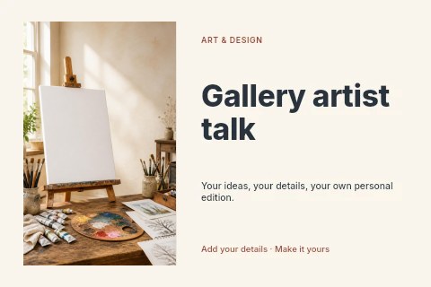 Gallery artist talk postcard template