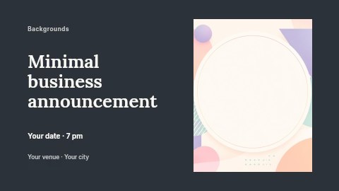 Pastel geometric shapes background with circle in Minimal business announcement banner template