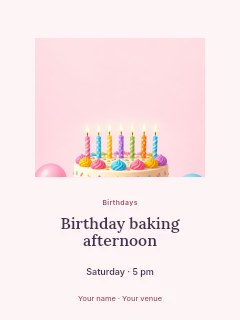 Colorful birthday cake with candles in Birthday baking afternoon · Picture window
