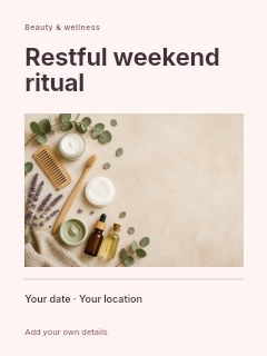 Restful weekend ritual invitation template · Title & photograph