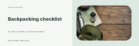 Hiking gear with boots and backpack in Backpacking checklist banner template