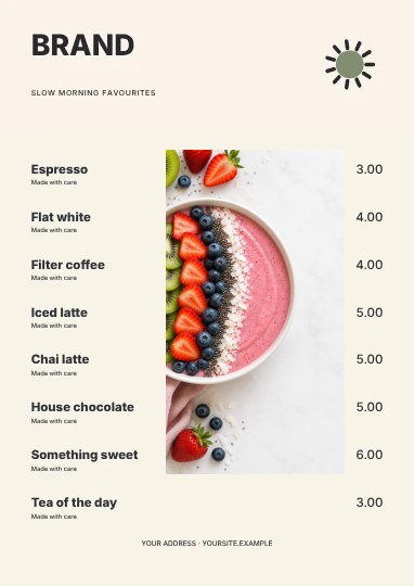 Slow morning favourites · Duotone menu template