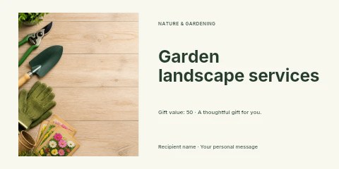 Garden landscape services gift voucher template