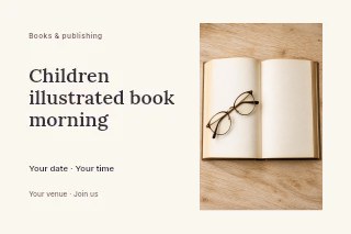 Children illustrated book morning postcard template · Horizontal photo dialogue