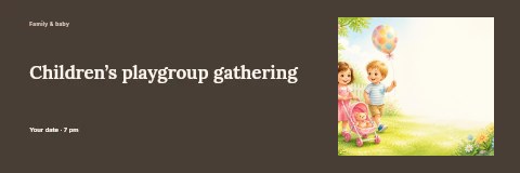 Children playing in a garden with balloon in Children’s playgroup gathering banner template