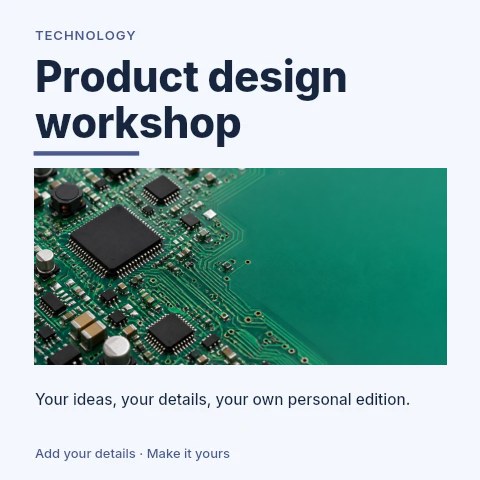 Product design workshop social media post template