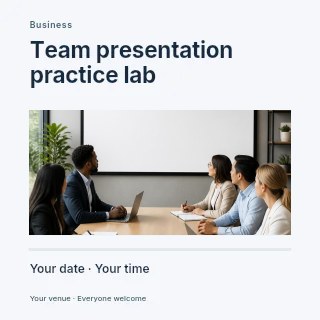 Team presentation practice lab social media post template · Title & photograph