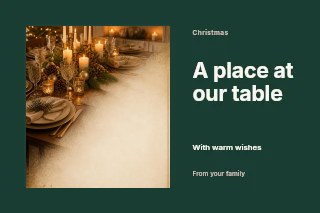 Christmas supper photo layout postcard template · Horizontal photo dialogue