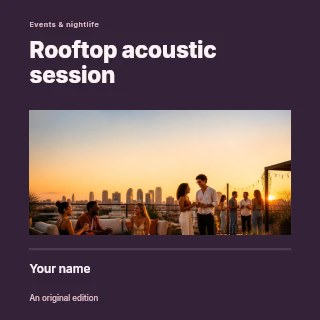 Rooftop acoustic session podcast cover template · Title & photograph