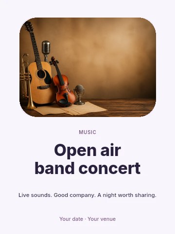 Open air band concert invitation template