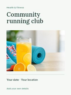 Community running club greeting card template · Title & photograph