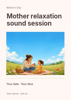 Mother relaxation sound session flyer template · Title & photograph