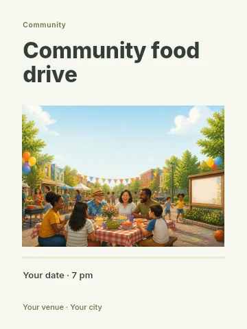 Community food drive poster template