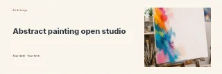 Abstract painting open studio banner template · Horizontal photo dialogue