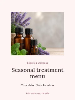 Seasonal treatment menu greeting card template · Picture window