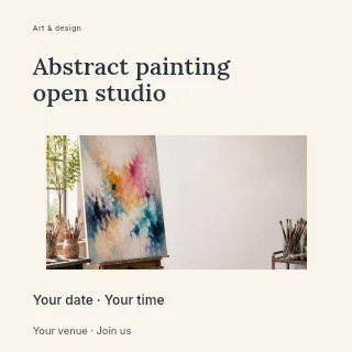 Abstract painting open studio social media post · Modern programme
