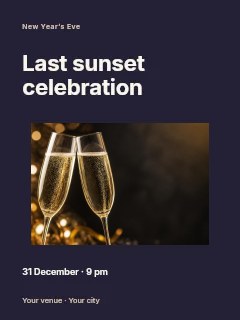 Two Champagne Flutes Toasting Celebration in Last sunset celebration · Modern programme