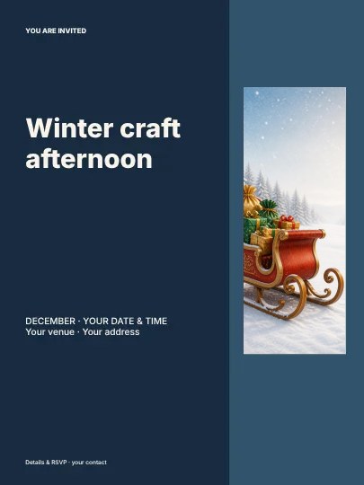 Winter craft afternoon · Editorial invitation template