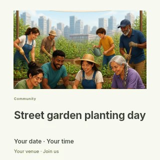 Community Gardeners Working Together in Street garden planting day social media post · Gallery editorial