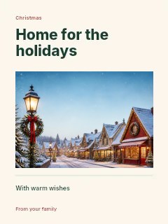 Snowy Christmas village photo layout poster template · Title & photograph