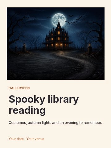 Spooky library reading poster template