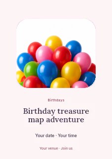 Birthday treasure map adventure flyer template · Picture window