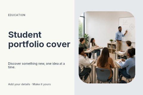 Student portfolio cover postcard template