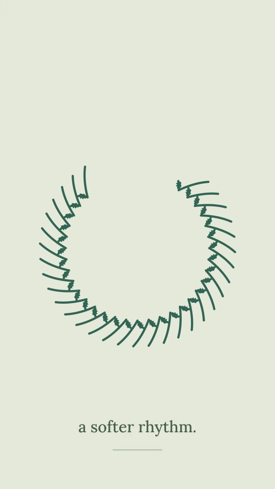 Birch wreath · open top with 32 leaves in A softer rhythm · Botanical wallpaper