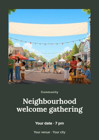 Neighbourhood welcome gathering flyer template