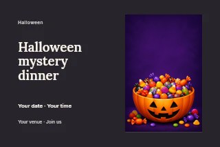 Halloween mystery dinner postcard template · Horizontal photo dialogue
