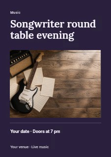 Songwriter round table evening flyer template · Title & photograph