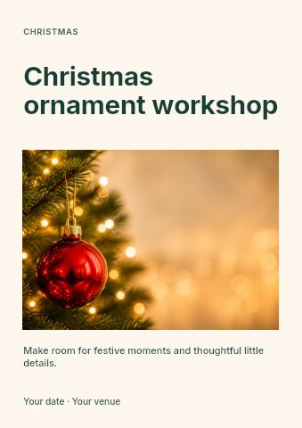 Christmas ornament workshop flyer template