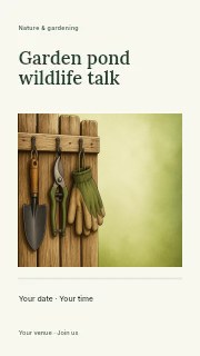 Garden pond wildlife talk instagram story template · Title & photograph