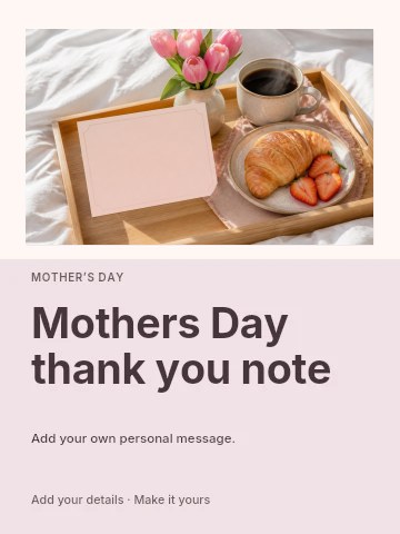 Mothers Day thank you note greeting card template