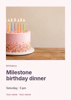 Milestone birthday dinner flyer template · Gallery editorial