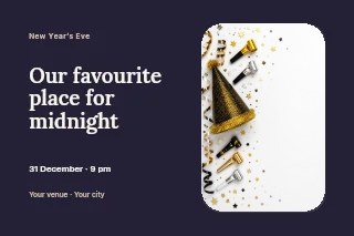 New Year’s Eve at home photo layout postcard template · Horizontal photo dialogue