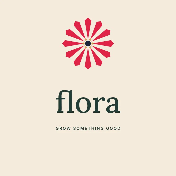 Ray flower · 12 petals and stamen centre in Flora · Botanical logo